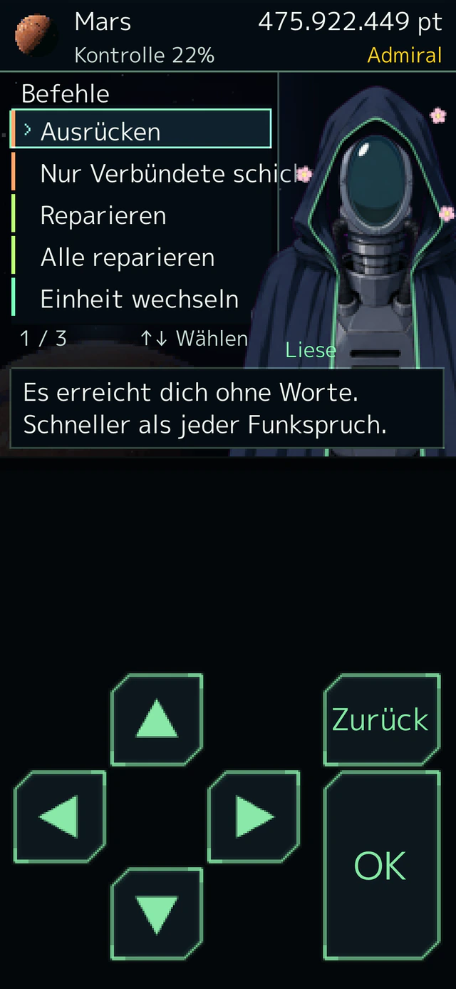 Das Kommandodeck: Befehle für Einsatz, Reparatur, Einheitenkauf und mehr