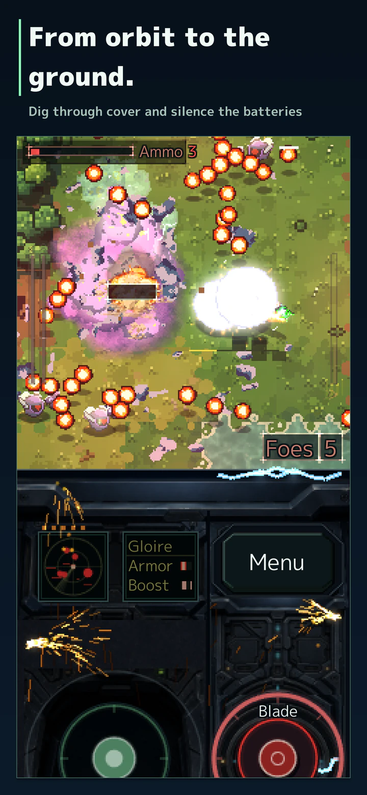 From orbit to the ground. Dig through cover and silence the batteries
