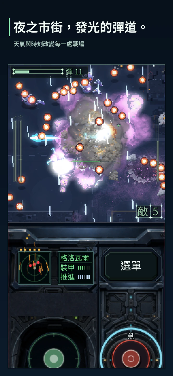 夜之市街,發光的彈道。天氣與時刻改變每一處戰場